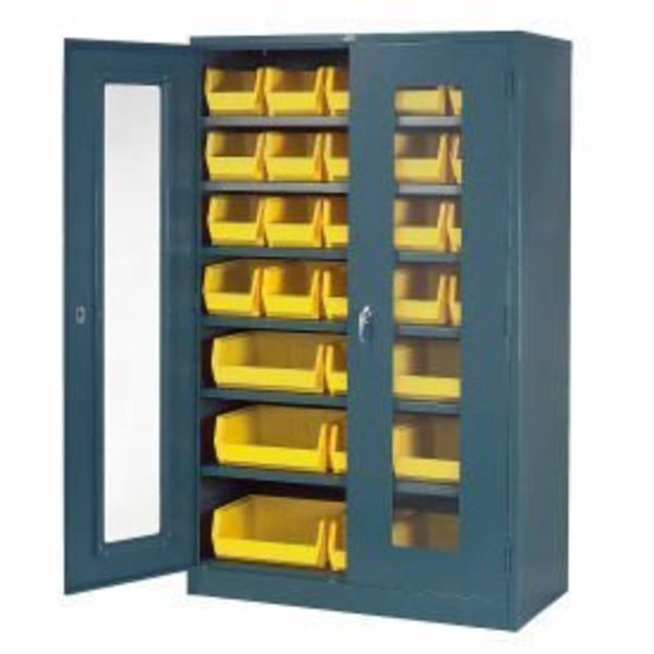 Global Equipment Locking Storage Cabinet Clear Door 48x24x78, 29 YL Bin, 6 Shelf Unassembled 239386